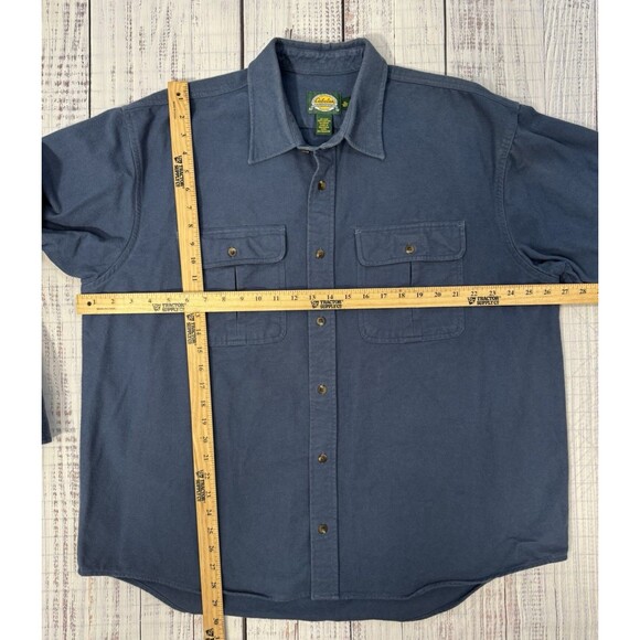 Cabela's Chamois Shirt Mens XL Blue Heavy Flannel Button Up - Picture 4 of 9